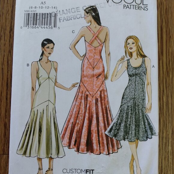 Vogue 8814 Sleeveless Dress Sewing Pattern 6-14 UNCUT - Picture 2 of 15